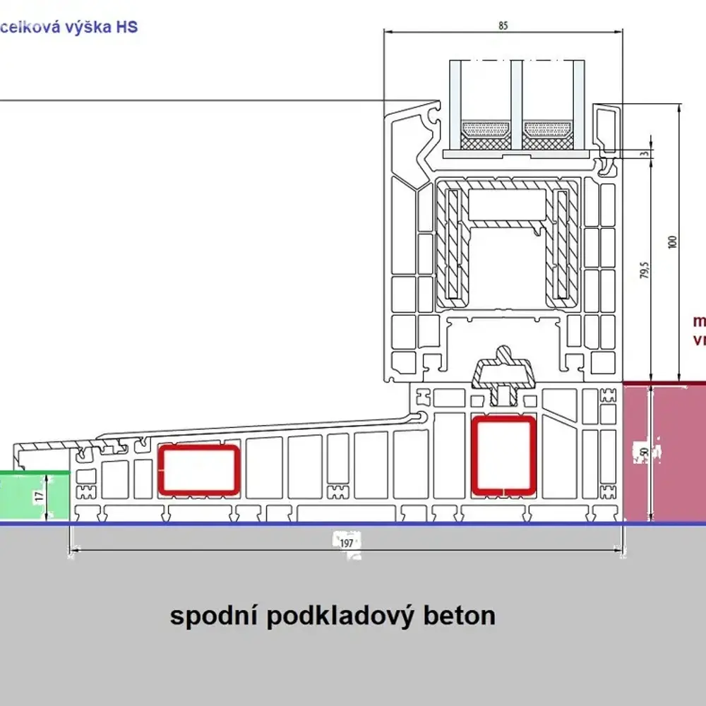 HS portál bezprahový posuv