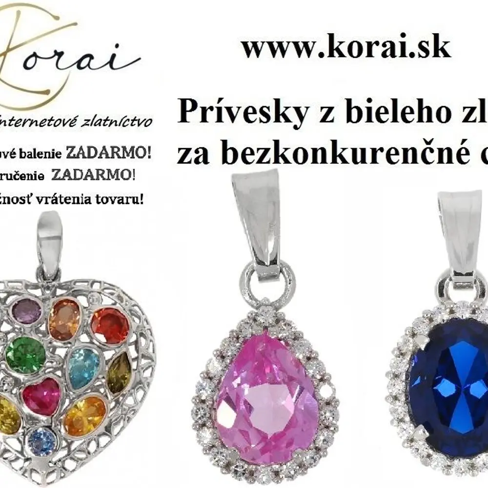 Prívesky z bieleho zlata Korai
